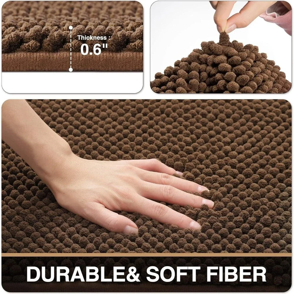 Set of 2 Bath Rugs for Bathroom Luxury Chenille Non-Slip 20